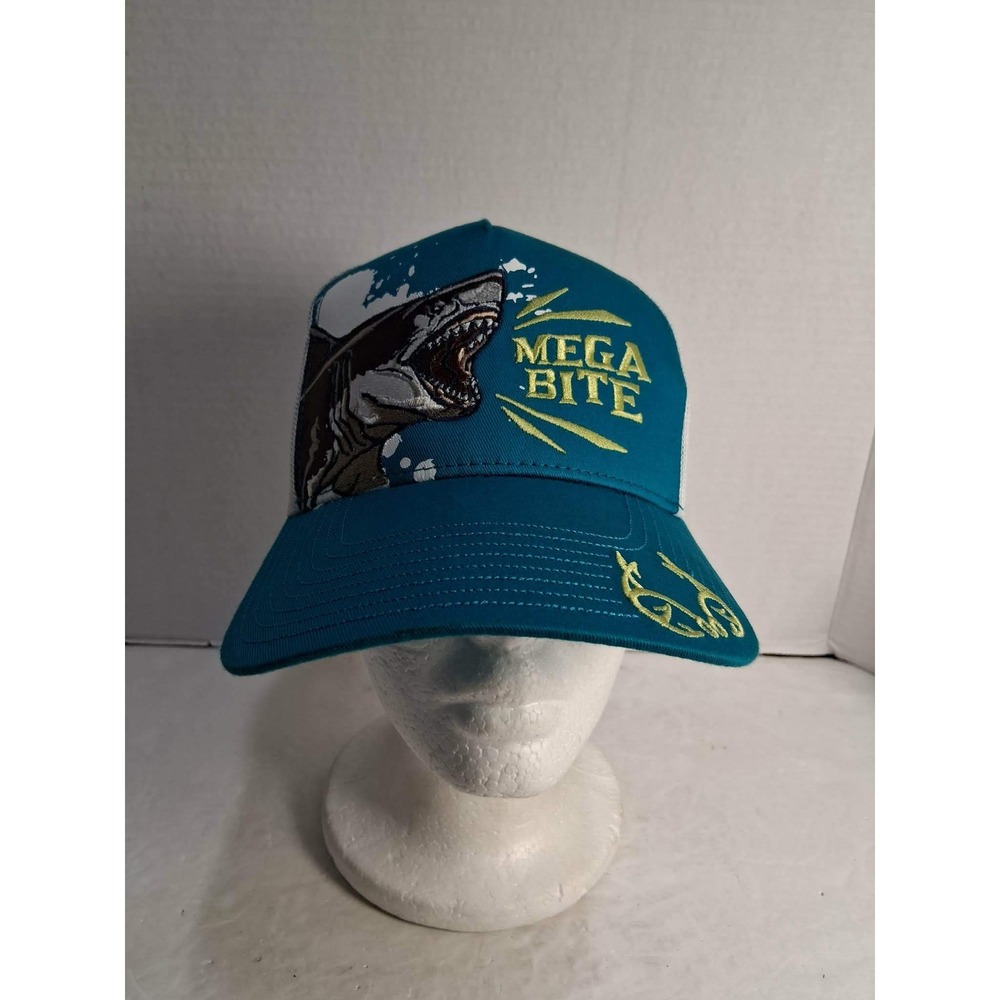 Realtree Fishing Youth‎ Trucker Hat Teal Mega Bite Shark Mesh Back Snapback